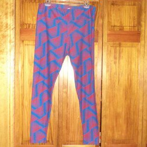 LULAROE blue/red leggings sz tall & curvy